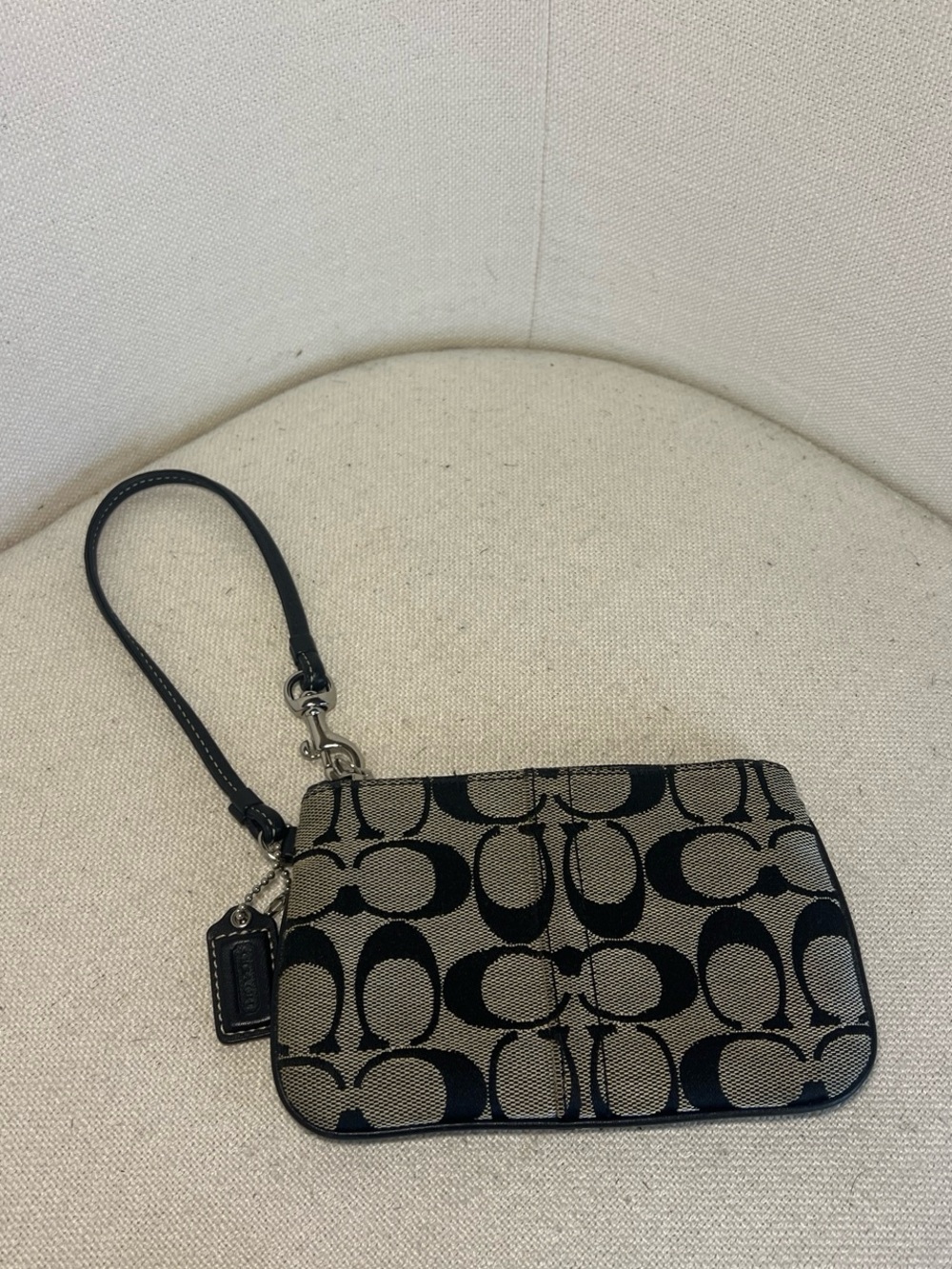 Coach Black and Tan Signature Wristlet